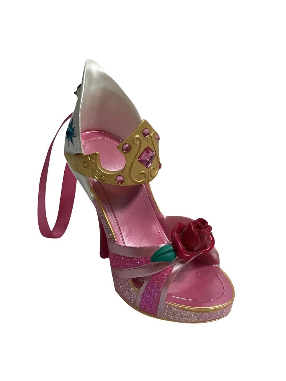 Disney Parks Princess Aurora Shoe Ornament Sleeping Beauty Pink Glitter Heel